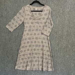 Toad & Co Rosalinda A Line Dress 3/4 Sleeve Organic Cotton Gray/Tan